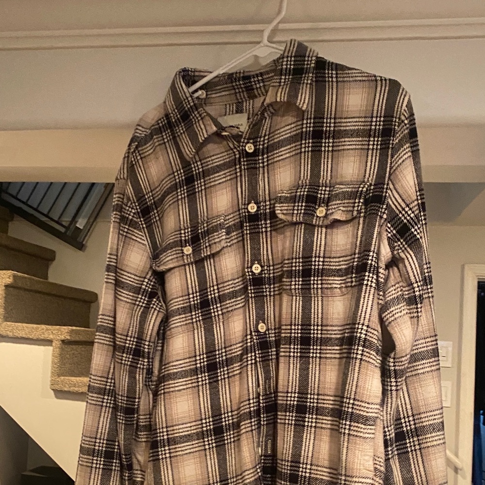 American Eagle Outfitters Plaid Shirt Jacket - Black and Tan